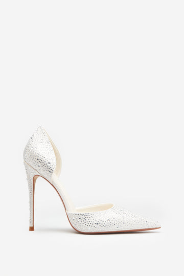 Catcher Ivory Diamante Pointed Court Heels